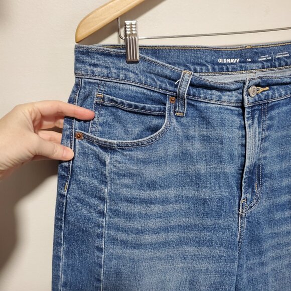 OLD NAVY High-Rise Baggy Barrel Jeans 25" Ankle Loose Fit Balloon Blue Womens 14 - Picture 4 of 15